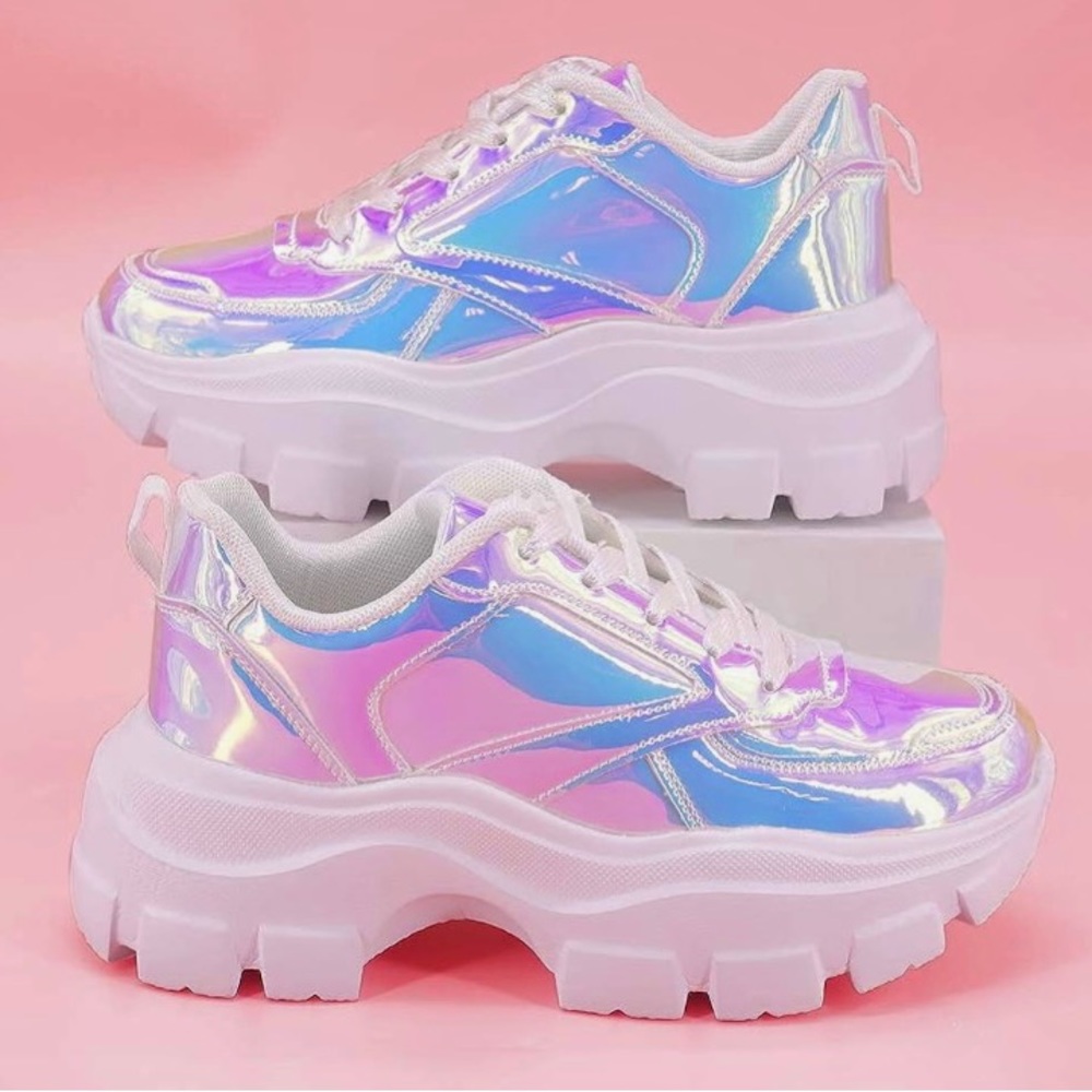 Holographic platform sneakers